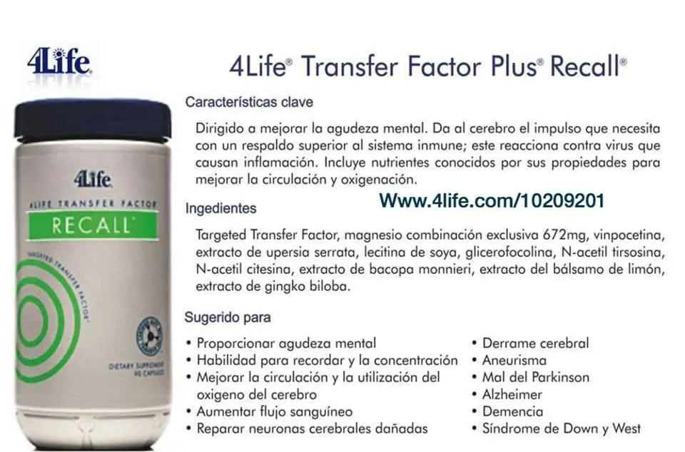 4Life Transfer Factor Plus Recall