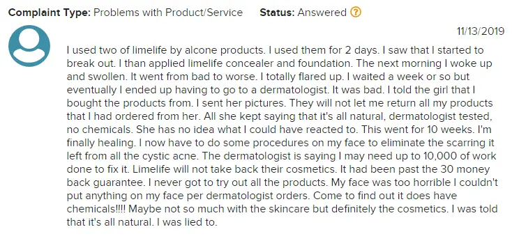 Complaint after visiting dermatologist 1