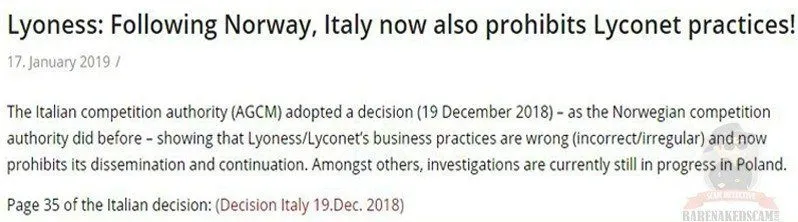 Lyoness is illegal in Italy
