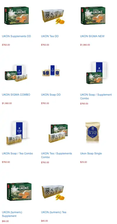 Wide selection of Ukon Products and its prices